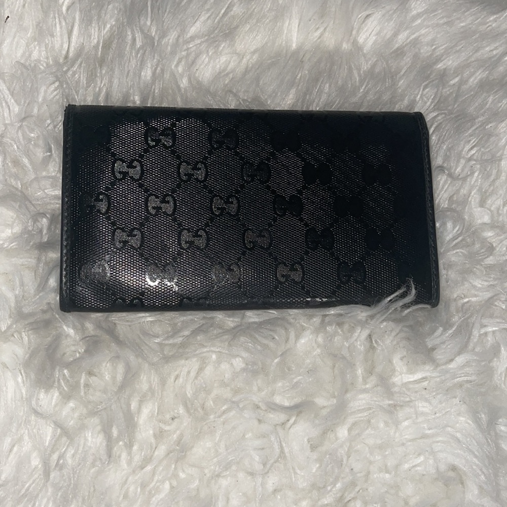 GUCCI VINTAGE CRYSTAL GUCCISSIMA GG INTERLOCKING PVC LEATHER LONG WALLET ITALY - Picture 6 of 17